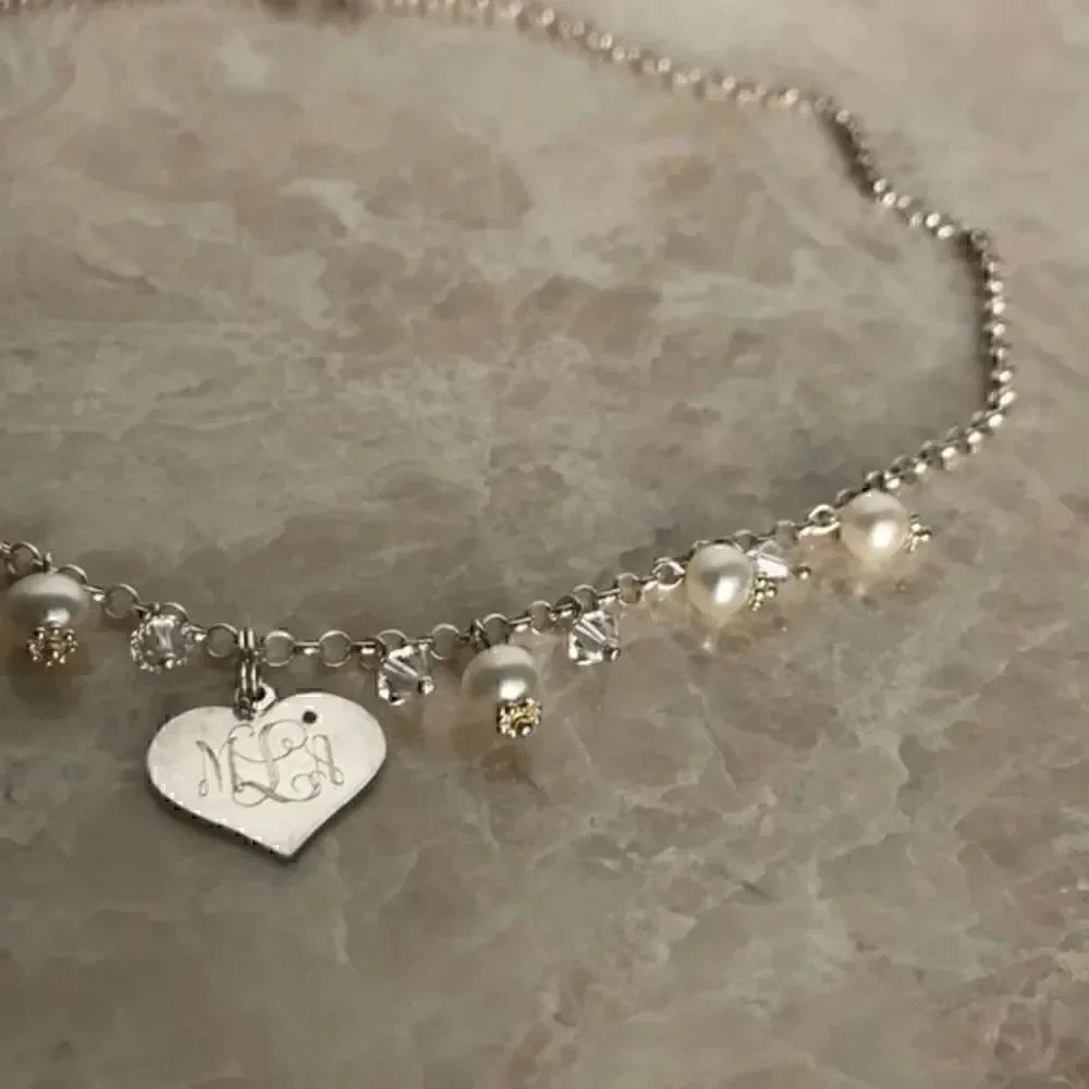 925 Silver Real‎ Pearls crystals necklace
